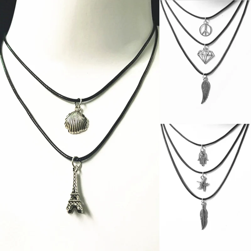 New Hot fashion Tank Bone Bone Wax Rope Necklace Ladies Hot Torr Peace Wings Margaret Piece Pure Black Leather Necklace
New Hot fashion Tank Bone Bone Wax Rope Necklace Ladies Hot Torr Peace Wings Margaret Piece Pure Black Leather Necklace