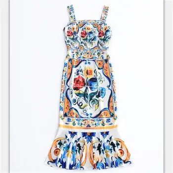 Women Runway Dress 2018 High Quality Square Neck Sleeveless Printed Spaghetti Strap Casual Dresses DX0642
Women Runway Dress 2018 High Quality Square Neck Sleeveless Printed Spaghetti Strap Casual Dresses DX0642