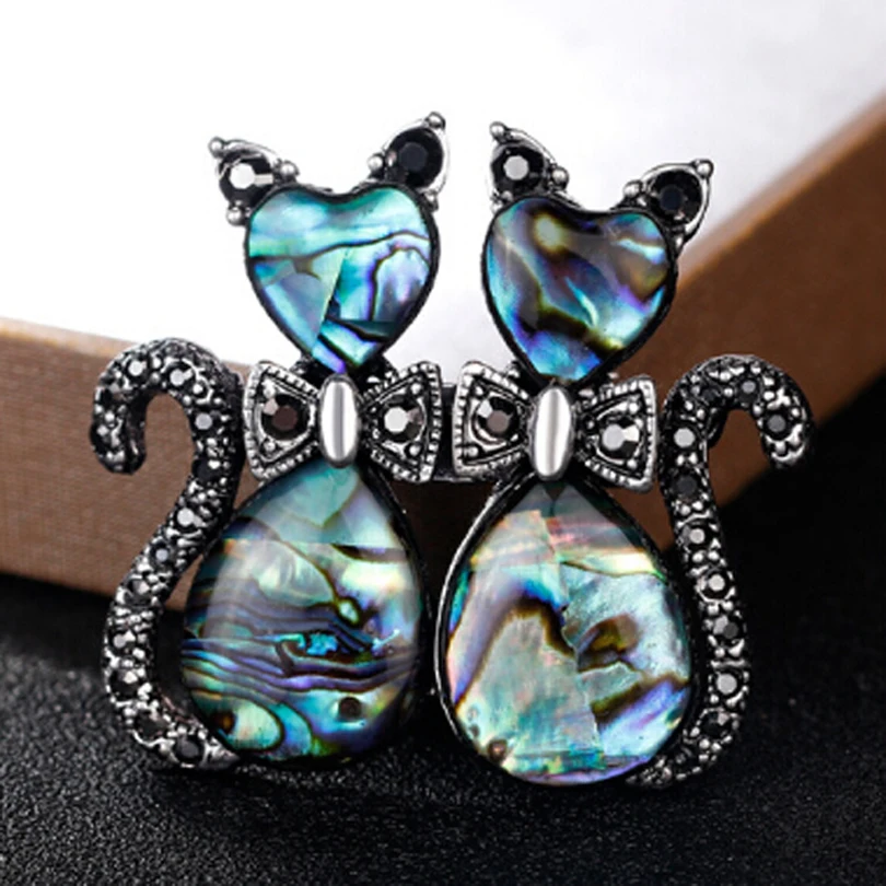 

Fashion Natural Abalone Shell Cute Cat Brooch Pins Women Wedding Party Garment Accessories Brooches Vintage Jewelry XZ355