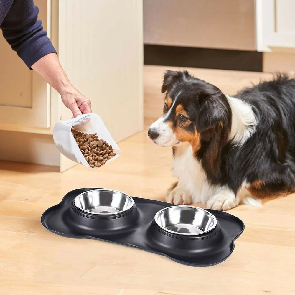 Dog Double Bowl with Silicone Mat Non-Skid No Spill Feeder Durable Portable for Pet 899
Dog Double Bowl with Silicone Mat Non-Skid No Spill Feeder Durable Portable for Pet 899