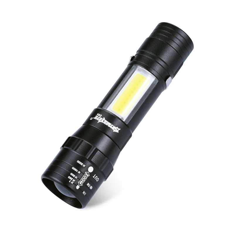 Aluminum Waterproof ZOOMABLE XPE Q5 + COB LED Mini Led Flashlight Torch Tactical light 14500AA Rechargeable Battery F#4S29 (6)