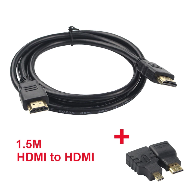 New 1.5M HDMI to HDMI Male to Male Adapter Cable + Mini & Micro HDMI Converter For Laptop PC TV Raspberry Pi 3 / Zero W
New 1.5M HDMI to HDMI Male to Male Adapter Cable + Mini & Micro HDMI Converter For Laptop PC TV Raspberry Pi 3 / Zero W