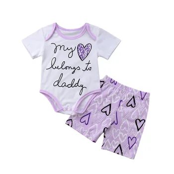 Newborn Baby Girls Clothes Cotton Letter Bodysuit + Printed Shorts Pants 2PCS Outfit Baby's Set Purple 0-24M
Newborn Baby Girls Clothes Cotton Letter Bodysuit + Printed Shorts Pants 2PCS Outfit Baby's Set Purple 0-24M