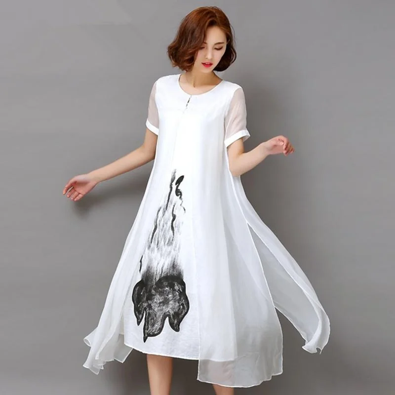 High Quality 2018 New Spring Summer Women Work Wear Ink Print Retro Cotton Linen Designs Casual Dresses Slim White Dresses
High Quality 2018 New Spring Summer Women Work Wear Ink Print Retro Cotton Linen Designs Casual Dresses Slim White Dresses