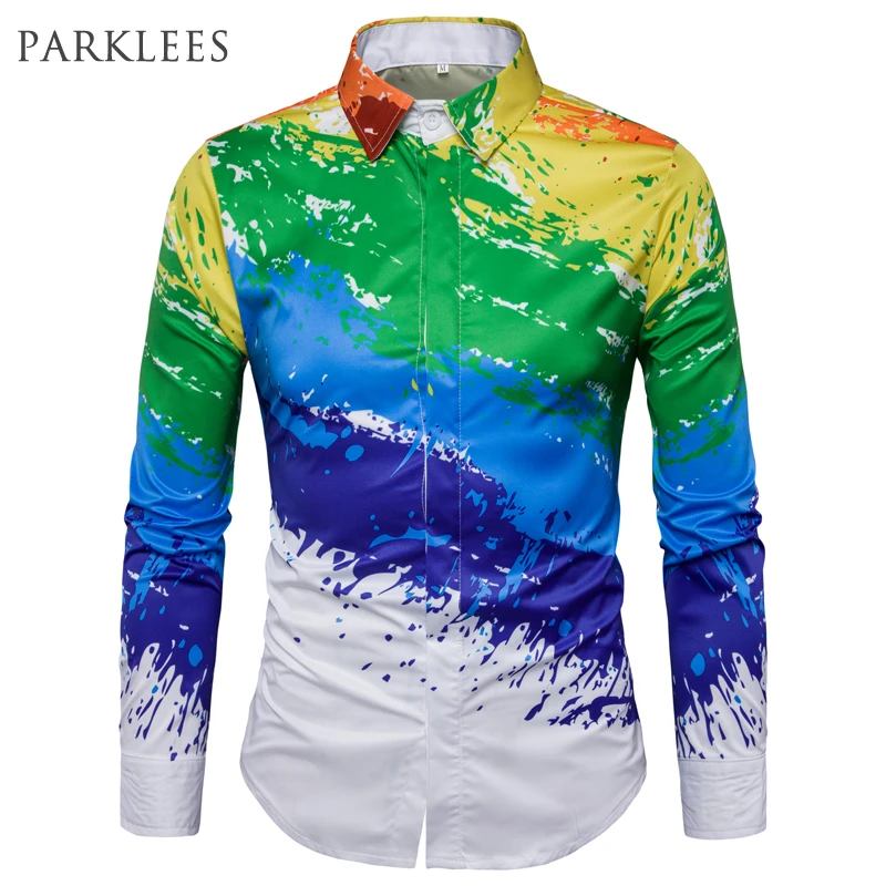 Fashion Splash Ink Printed Men Shirts 2017 Brand New Shirt Men Slim Fit Long Sleeve Mens Dress Shirts White Casual Chemise Homme
Fashion Splash Ink Printed Men Shirts 2017 Brand New Shirt Men Slim Fit Long Sleeve Mens Dress Shirts White Casual Chemise Homme