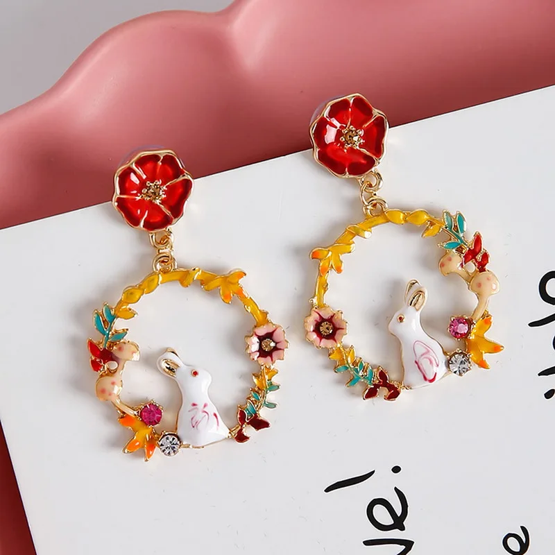 Elegant Flower Wreath with Rabbit Big Hoop Earrings for Women Aros Pendientes Earrings Brincos Oorbellen Ear Jewelry Gifts XE408
Elegant Flower Wreath with Rabbit Big Hoop Earrings for Women Aros Pendientes Earrings Brincos Oorbellen Ear Jewelry Gifts XE408