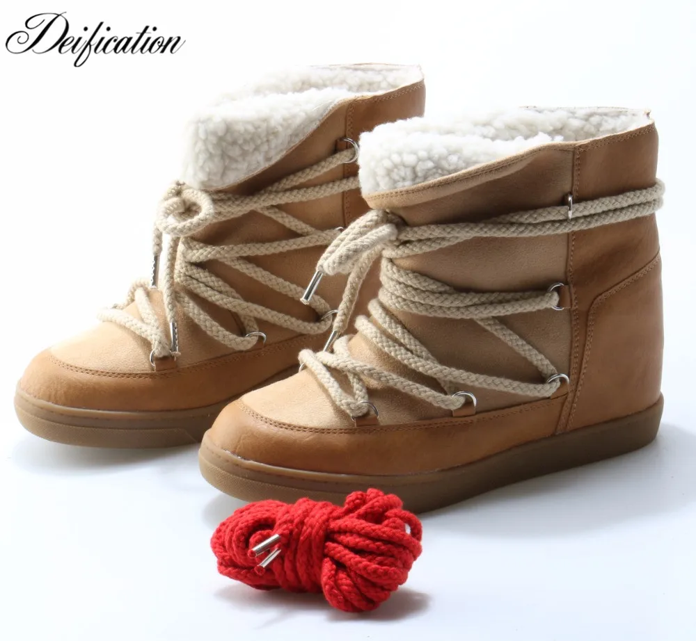 Deification Split Leather Winter Shoes Woman Warm Plush Booties Sweet Cross-Tied Women Booties Ankle Botas Mujer 2019
Deification Split Leather Winter Shoes Woman Warm Plush Booties Sweet Cross-Tied Women Booties Ankle Botas Mujer 2019
