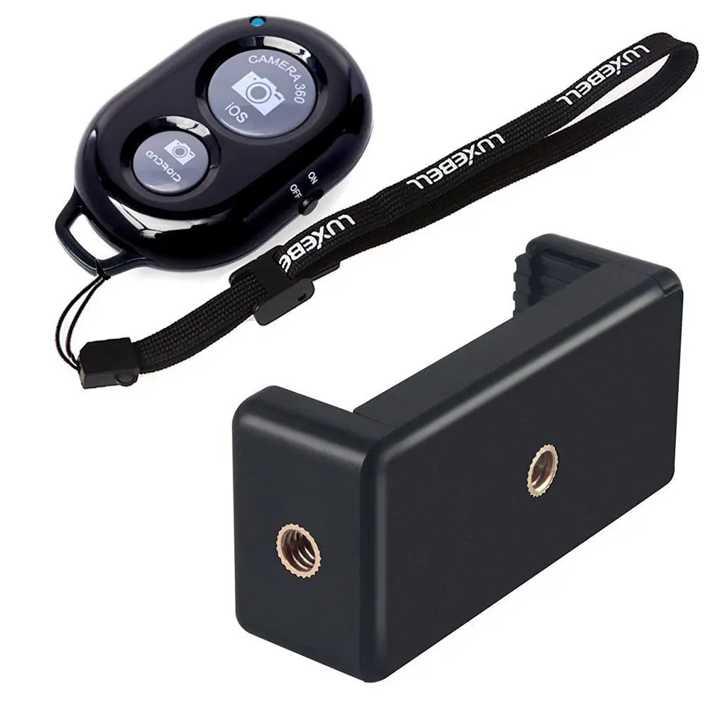 Bluetooth Remote Control Camera Shutter with Cell Phone Tripod Adapter for iPhone
Bluetooth Remote Control Camera Shutter with Cell Phone Tripod Adapter for iPhone