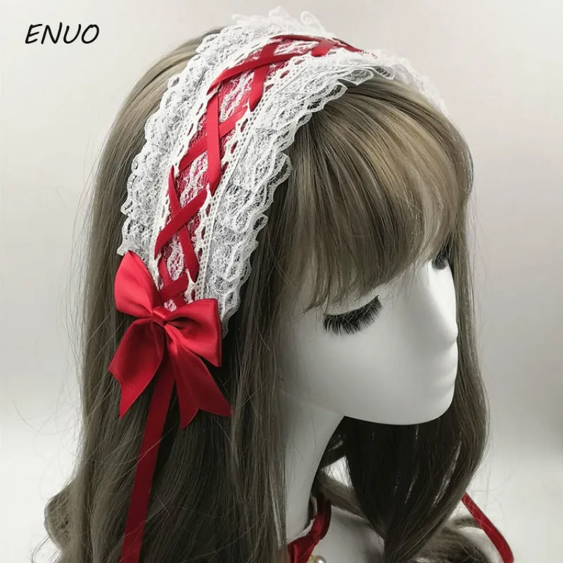Lolita Sweet Bow Cross ribbon Lace Headwear Hairband Hair Accessories For Women Red Pink Blue Headbands
Lolita Sweet Bow Cross ribbon Lace Headwear Hairband Hair Accessories For Women Red Pink Blue Headbands