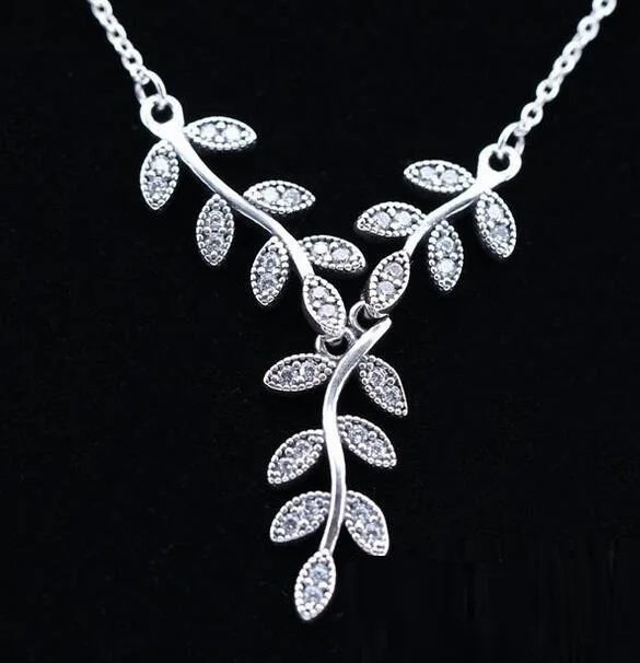 original 925 Sterling Silver Shimmering leaves pendants Necklace halskette fine Jewelry for women cz leafs
original 925 Sterling Silver Shimmering leaves pendants Necklace halskette fine Jewelry for women cz leafs