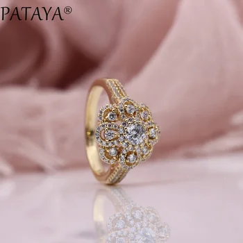 PATAYA New Petal Micro Wax Inlay Ring Women Fashion Wedding Luxury Noble Fine Jewelry 585 Rose Gold White Natural Zircon Rings
PATAYA New Petal Micro Wax Inlay Ring Women Fashion Wedding Luxury Noble Fine Jewelry 585 Rose Gold White Natural Zircon Rings
