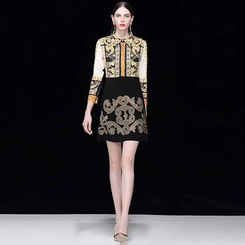 Qian Han Zi 2020 New High Quality Autumn Dress Women's Long Sleeve Lapel Print Shirt Patchwork Embroidered Vintage Party Dress
Qian Han Zi 2020 New High Quality Autumn Dress Women's Long Sleeve Lapel Print Shirt Patchwork Embroidered Vintage Party Dress