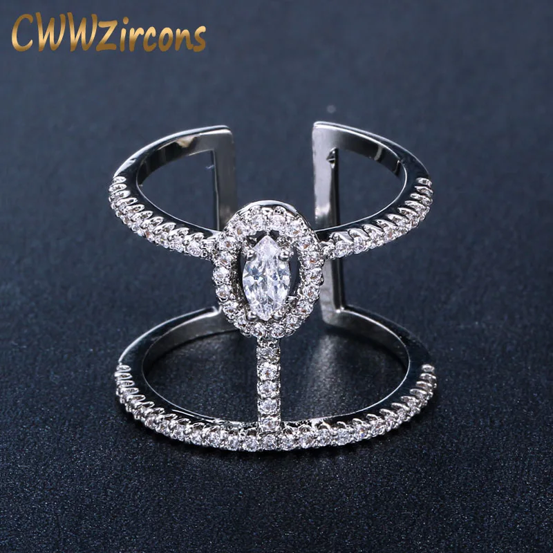 CWWZircons Adjustable Size Fashion Brand Jewelry Micro Pave Cubic Zirconia Stones Silver Color Big Open Rings For Women R065
CWWZircons Adjustable Size Fashion Brand Jewelry Micro Pave Cubic Zirconia Stones Silver Color Big Open Rings For Women R065