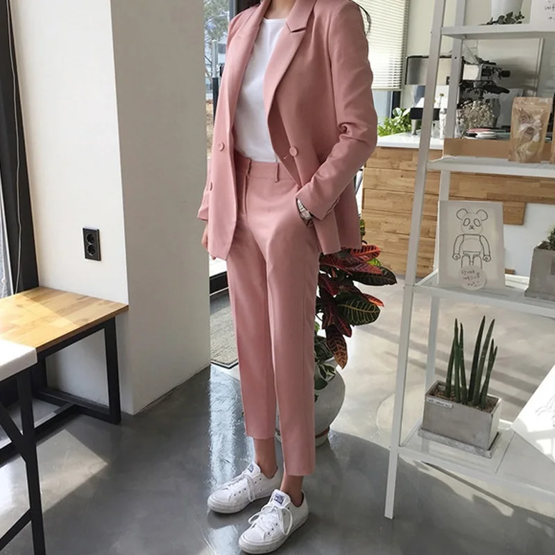Autumn Pink Outfits 2020 Spring Elegant Two Piece Set Womens Blazer Jacket+Button Trouser Pencil Pant Suit Ladies Work Suit
Autumn Pink Outfits 2020 Spring Elegant Two Piece Set Womens Blazer Jacket+Button Trouser Pencil Pant Suit Ladies Work Suit