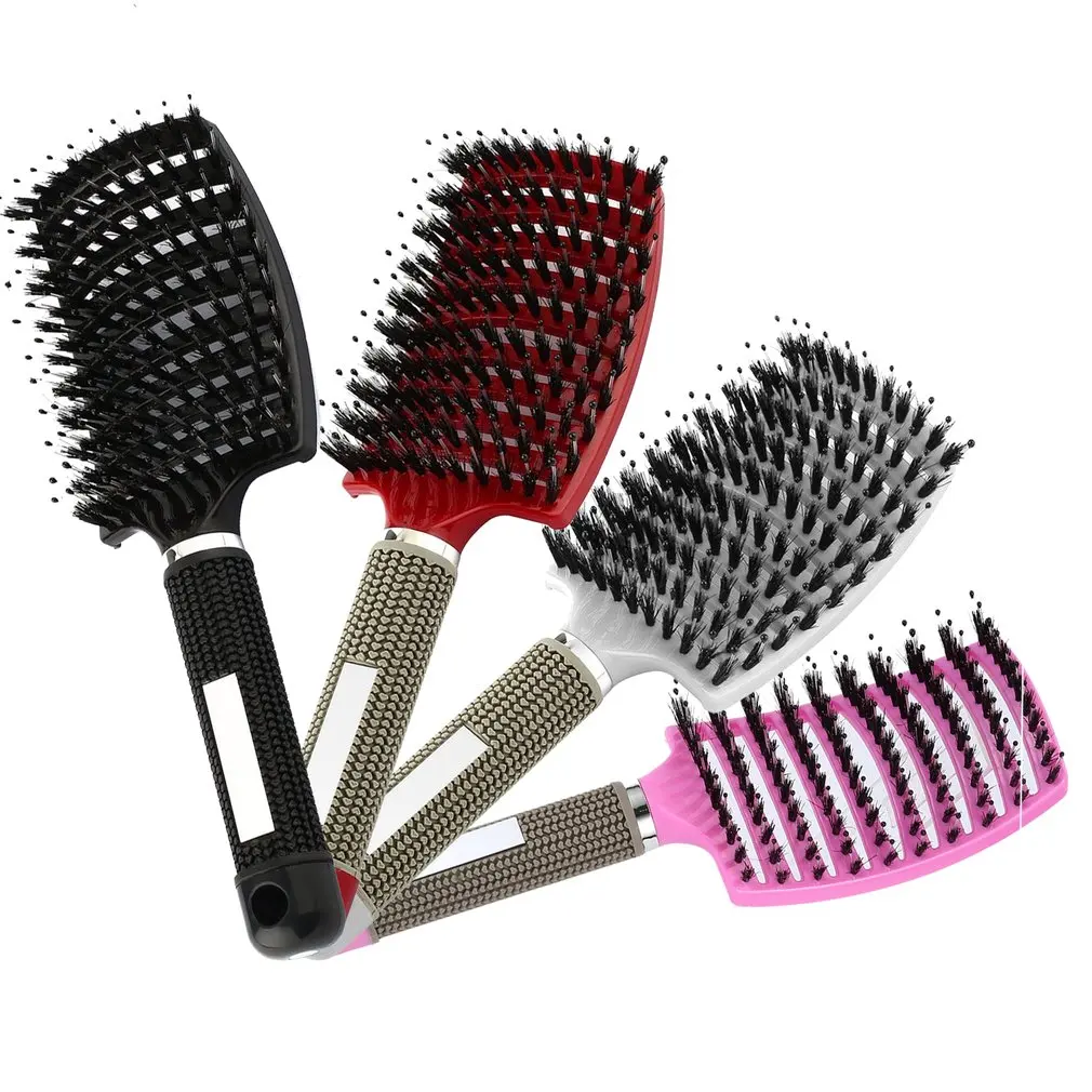 

4 Color Women Hair Scalp Massage Comb Bristle Nylon Hairbrush Wet Curly Detangle Hair Brush for Salon Hairdressing Styling Tools