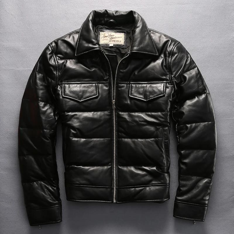 2019 stand collar genuine leather down jacket men casual winter down coat black cowskin men's leather coat motorcycle jacket
2019 stand collar genuine leather down jacket men casual winter down coat black cowskin men's leather coat motorcycle jacket