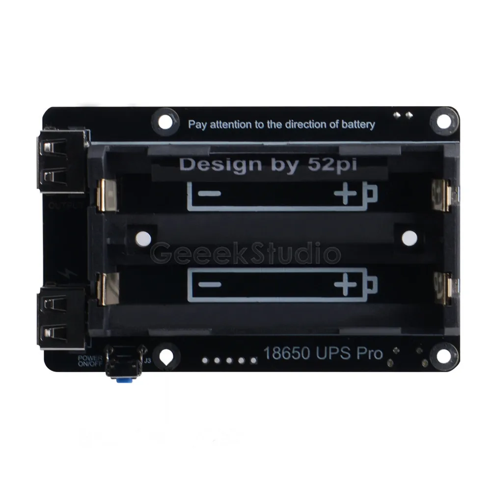 UPS Power Supply Device Extended Two USBA Port for Raspberry Pi 3B+ (3B Plus) / 3B, Compatible with 18650 Battery (Not Include)
UPS Power Supply Device Extended Two USBA Port for Raspberry Pi 3B+ (3B Plus) / 3B, Compatible with 18650 Battery (Not Include)