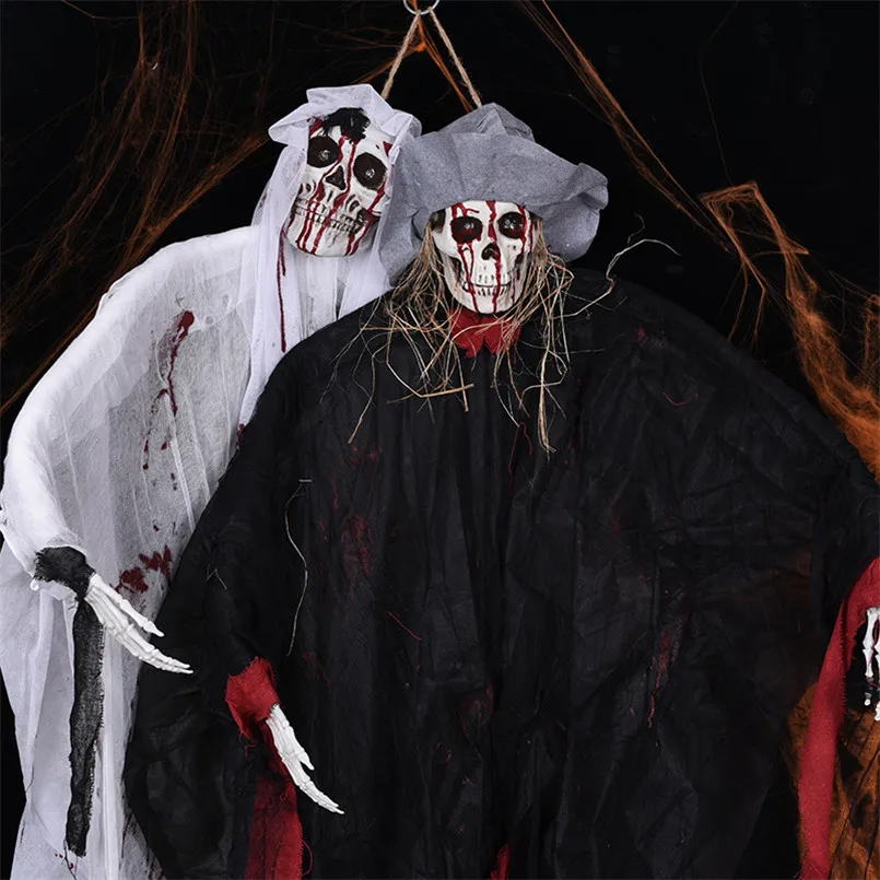 Black White Creepy Linen Cloth Hanging Ghost Halloween Decoration Horror Props Large Ghost Dolls with Creepy Eyes Scary Sound
Black White Creepy Linen Cloth Hanging Ghost Halloween Decoration Horror Props Large Ghost Dolls with Creepy Eyes Scary Sound