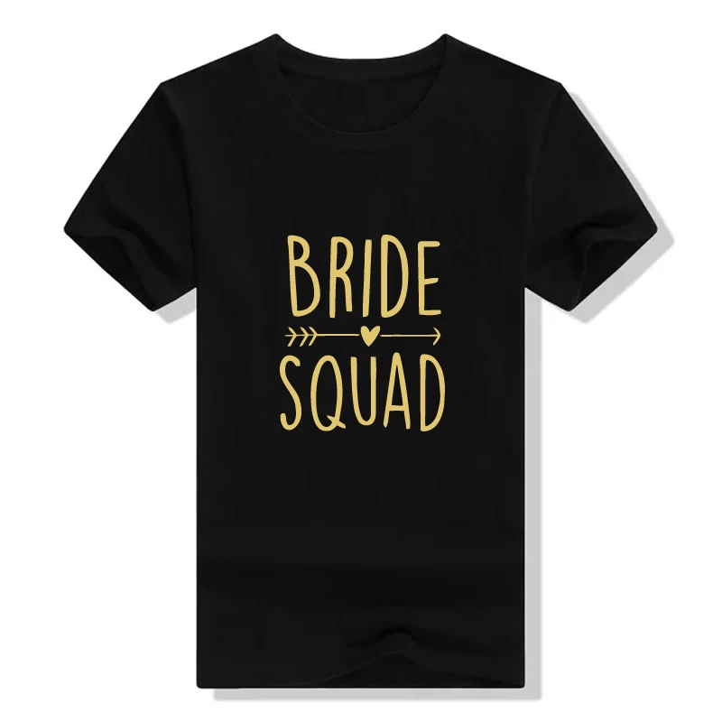 

Black Fit Bachelorette Bride Party Unisex Shirt Bride Squad Arrow Heart T-Shirt Feminine Slogan Women Tops Girl Tees Couple Tops