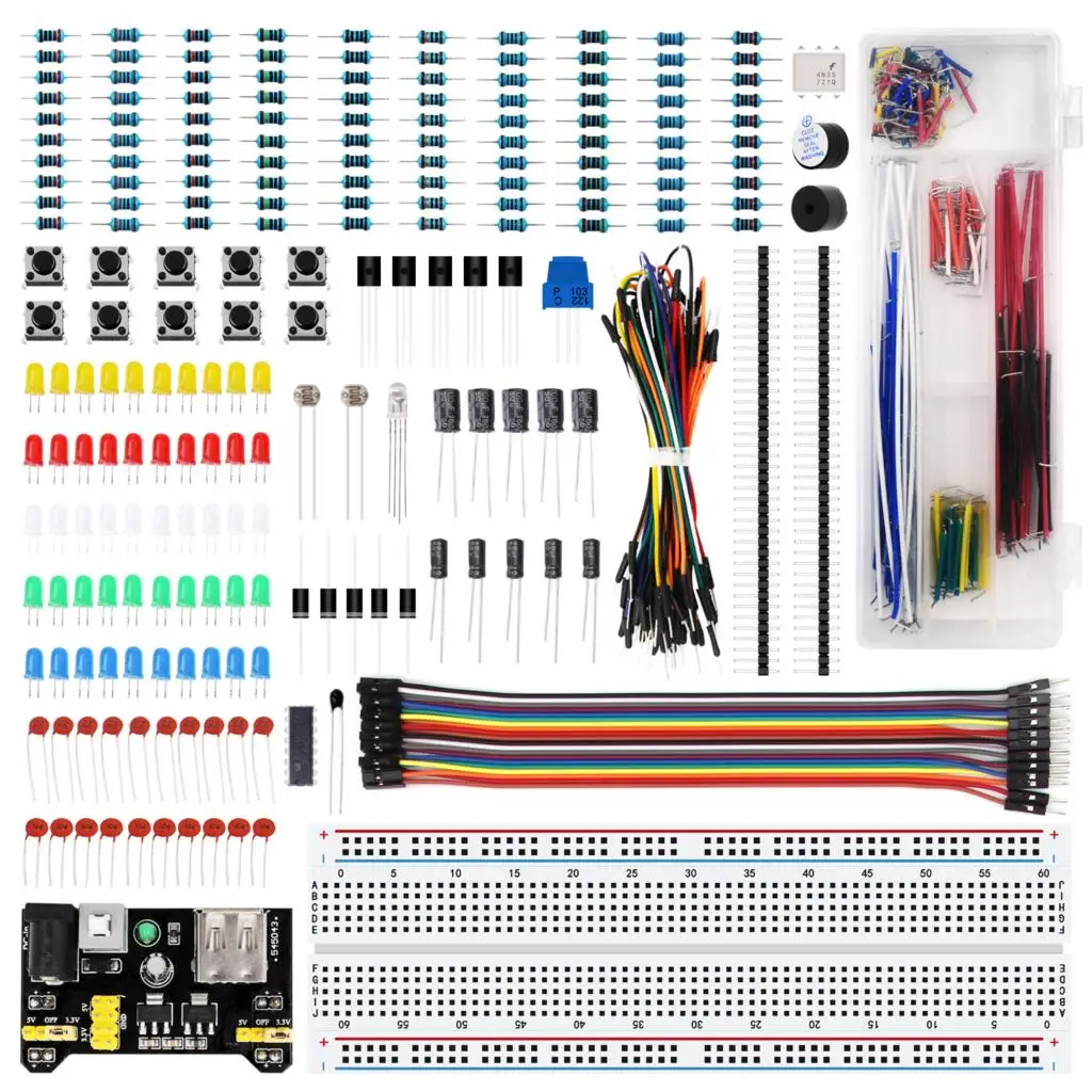 Комплект LAFVIN Electronic Fun Kit с модулем питания макетной платой резистором