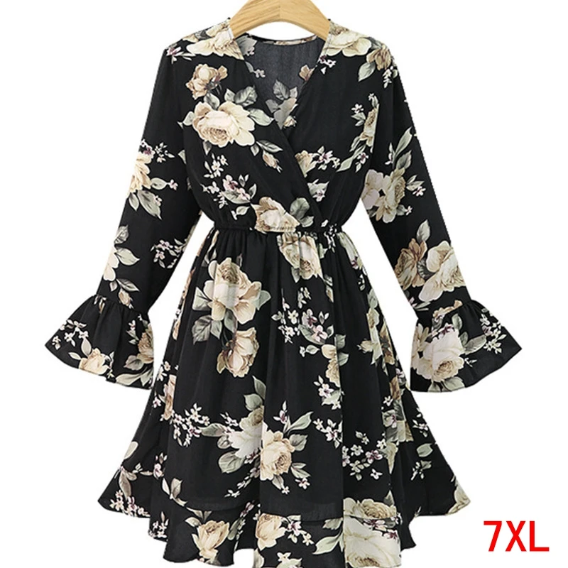 Large size women's dress plus size 5XL 6XL 7XL 4XL summer V-neck long-sleeved casual loose large size black chiffon dress
Large size women's dress plus size 5XL 6XL 7XL 4XL summer V-neck long-sleeved casual loose large size black chiffon dress