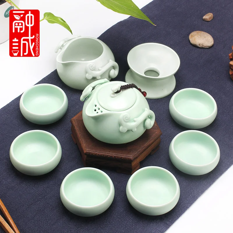 HOT 10 pcs pink green simple smart Tea Set Porrtery/porcelain/ceramic bamboo teaset Chinese teapot cup combination+gifts | Дом и сад