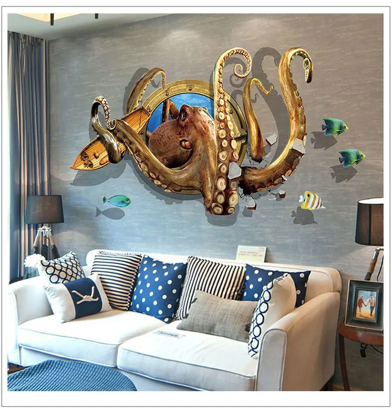 Deep-Nautical Octopus 3D Three-Dimensional Wall Sticker Home Decor Living Room Art Background Autocollant Mural
Deep-Nautical Octopus 3D Three-Dimensional Wall Sticker Home Decor Living Room Art Background Autocollant Mural