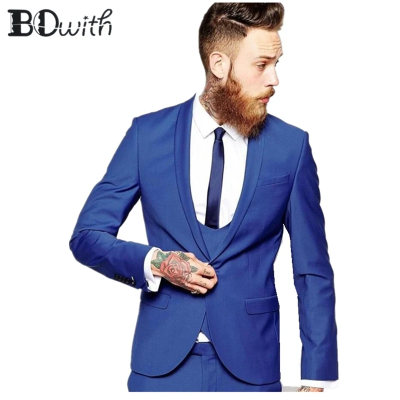 Royal Blue Wedding Men Suit Shawl Collar Slim Fit 3 Pieces Jacket+Pants+Vest For Wedding Tuxedos Formal Suits Custom Made
Royal Blue Wedding Men Suit Shawl Collar Slim Fit 3 Pieces Jacket+Pants+Vest For Wedding Tuxedos Formal Suits Custom Made