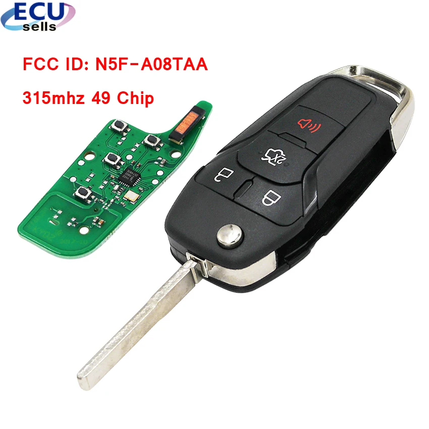 3+1B Flip Remote Key Keyless Entry Fob 315MHz for Ford Fusion 2013-2015 FCC ID: N5F-A08TAA HU101 49 Chip : Hitagpro
3+1B Flip Remote Key Keyless Entry Fob 315MHz for Ford Fusion 2013-2015 FCC ID: N5F-A08TAA HU101 49 Chip : Hitagpro