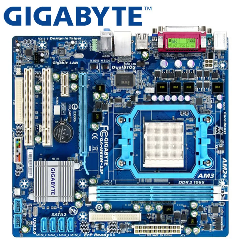 

GIGABYTE GA-M68M-S2P Desktop Motherboard 630A Socket AM2/AM2+ AM3 For Phenom II Athlon II Sempron 100 DDR2 8G Used Mainboard