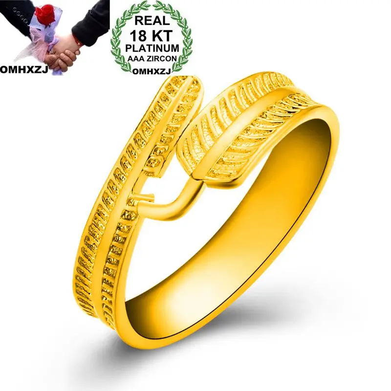 OMHXZJ Wholesale Personality Fashion OL Woman Girl Party Wedding Gift Gold Feather Wide 18KT Yellow Gold Ring RN07
OMHXZJ Wholesale Personality Fashion OL Woman Girl Party Wedding Gift Gold Feather Wide 18KT Yellow Gold Ring RN07