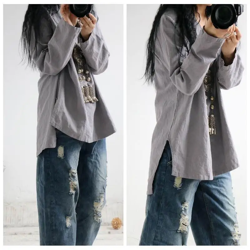 2018 Winter Original Casual T Shirt Women Loose Vintage Style Irregular Hem Cotton Linen V-neck Plus Size Tops Harajuku T-shirt
2018 Winter Original Casual T Shirt Women Loose Vintage Style Irregular Hem Cotton Linen V-neck Plus Size Tops Harajuku T-shirt