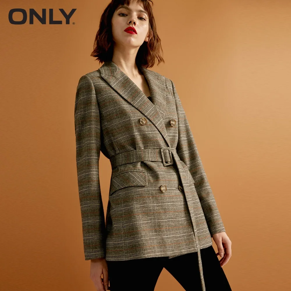 ONLY womens' autumn new plaid double-breasted suit jacket Buckle belt. Lid pocket|118308515
ONLY womens' autumn new plaid double-breasted suit jacket Buckle belt. Lid pocket|118308515