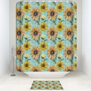 Watercolor Hand-Green Painted Flower Pattern Sunflower Shower Curtain Doormat Sets 2 Piece Bathroom Set Shower Curtain Sets Bath
Watercolor Hand-Green Painted Flower Pattern Sunflower Shower Curtain Doormat Sets 2 Piece Bathroom Set Shower Curtain Sets Bath