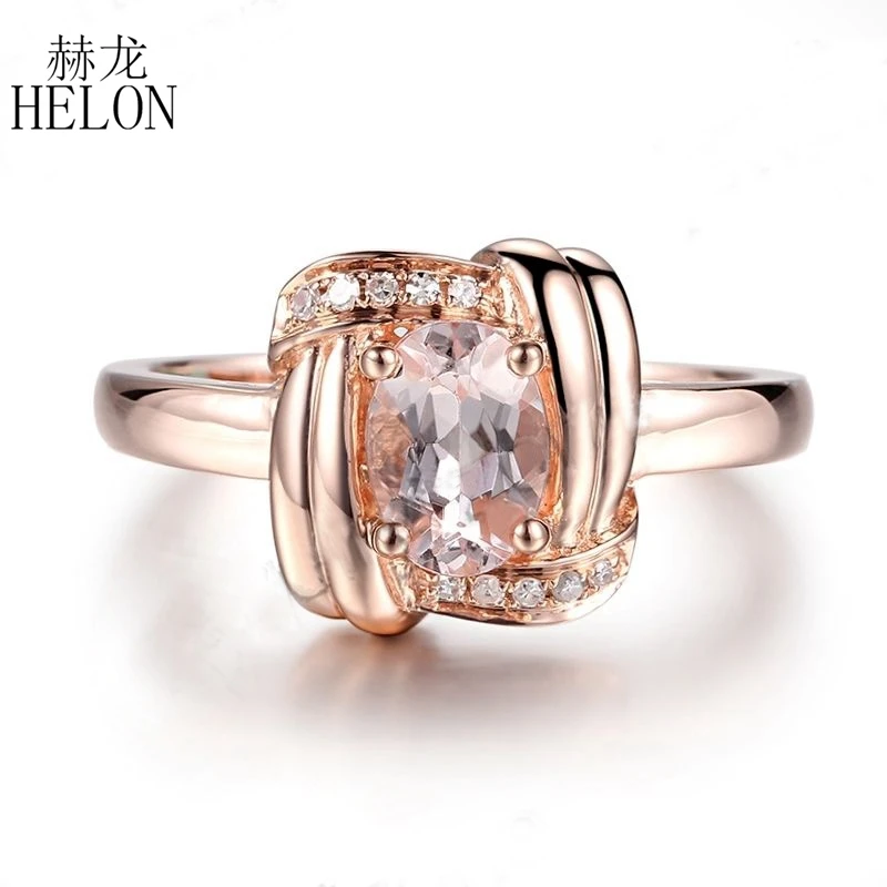 HELON 7X5mm Oval Cut Morganite Natural Diamond Jewelry Unique Engagement Wedding Fine Ring Solid 10K Rose Gold Women's Jewelry
HELON 7X5mm Oval Cut Morganite Natural Diamond Jewelry Unique Engagement Wedding Fine Ring Solid 10K Rose Gold Women's Jewelry