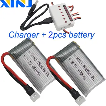 XINJ Charger+2pcs 3.7V 450 mAh 25C Polymer Li battery JST XH 2.54mm plug for Syma X5c Cheerson CX-30W RC Quadcopter Drone 752035
XINJ Charger+2pcs 3.7V 450 mAh 25C Polymer Li battery JST XH 2.54mm plug for Syma X5c Cheerson CX-30W RC Quadcopter Drone 752035
