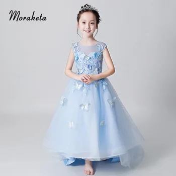 Ball Gown Floor length Long Blue Flower Girl Dresses With Train 2019 Scoop Neck Sleeveless Formal Dresses for Flower Girls
Ball Gown Floor length Long Blue Flower Girl Dresses With Train 2019 Scoop Neck Sleeveless Formal Dresses for Flower Girls