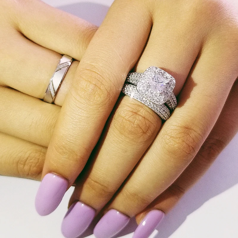 Real 925 Sterling Silver 3pcs in 1 Couple Wedding Ring Set for Bridal Women and men Finger Gift Africa Fashion Jewelry LR4719S
Real 925 Sterling Silver 3pcs in 1 Couple Wedding Ring Set for Bridal Women and men Finger Gift Africa Fashion Jewelry LR4719S