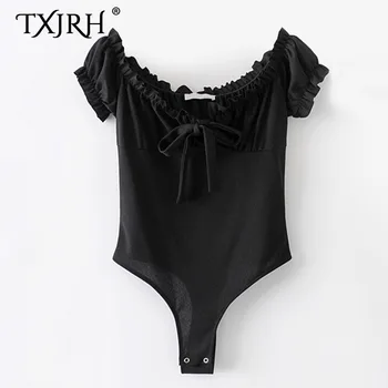 TXJRH Sexy Wood Ears Elastic Slash Neck Tied Bow Off Shoulder Backless Romper Body Siamese Bodysuit Playsuits Undershirt 2 Color
TXJRH Sexy Wood Ears Elastic Slash Neck Tied Bow Off Shoulder Backless Romper Body Siamese Bodysuit Playsuits Undershirt 2 Color