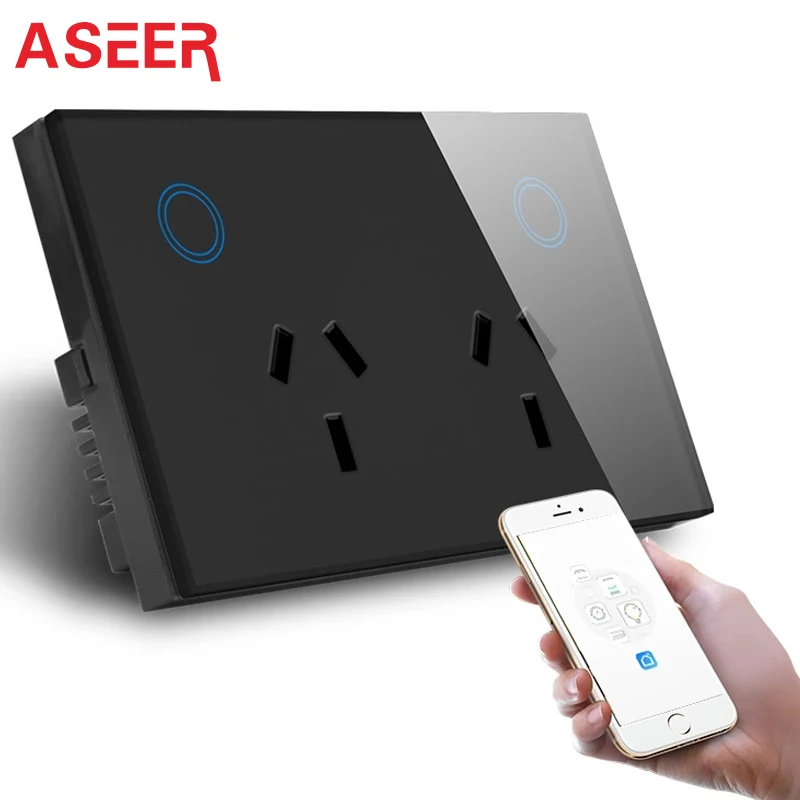 ASEER,Smart WIFI Socket AU 15a,wifi plug socket Touch Glass Panel Voice Control Smart Socket,Work with Alexa/Google Assistant
ASEER,Smart WIFI Socket AU 15a,wifi plug socket Touch Glass Panel Voice Control Smart Socket,Work with Alexa/Google Assistant