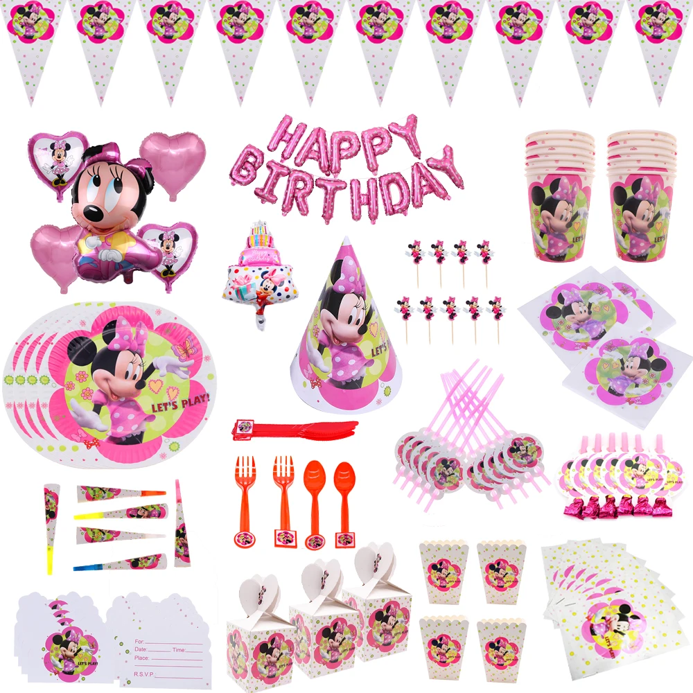 Minnie Mouse ballons Birthday party Decoration For kids Gift Disposable Tableware Sets Birthday Party Supplies
Minnie Mouse ballons Birthday party Decoration For kids Gift Disposable Tableware Sets Birthday Party Supplies
