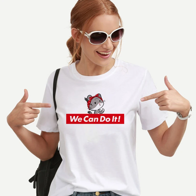 Pstyle Summer T Shirts Women We Can Do It Print Short Sleeve White Casual Tshirt Harajuku Funny Graphic Tees Women Clothing 2019
Pstyle Summer T Shirts Women We Can Do It Print Short Sleeve White Casual Tshirt Harajuku Funny Graphic Tees Women Clothing 2019