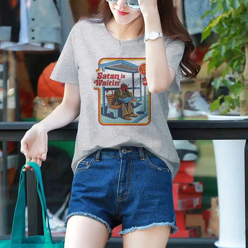 90s T-shirt Vintage Funny Tshirt Korean Style Fashion Tops Satan Is Waitin T Shirt Women Tunic Ladies 80s T Shirt Tunic Ladies
90s T-shirt Vintage Funny Tshirt Korean Style Fashion Tops Satan Is Waitin T Shirt Women Tunic Ladies 80s T Shirt Tunic Ladies
