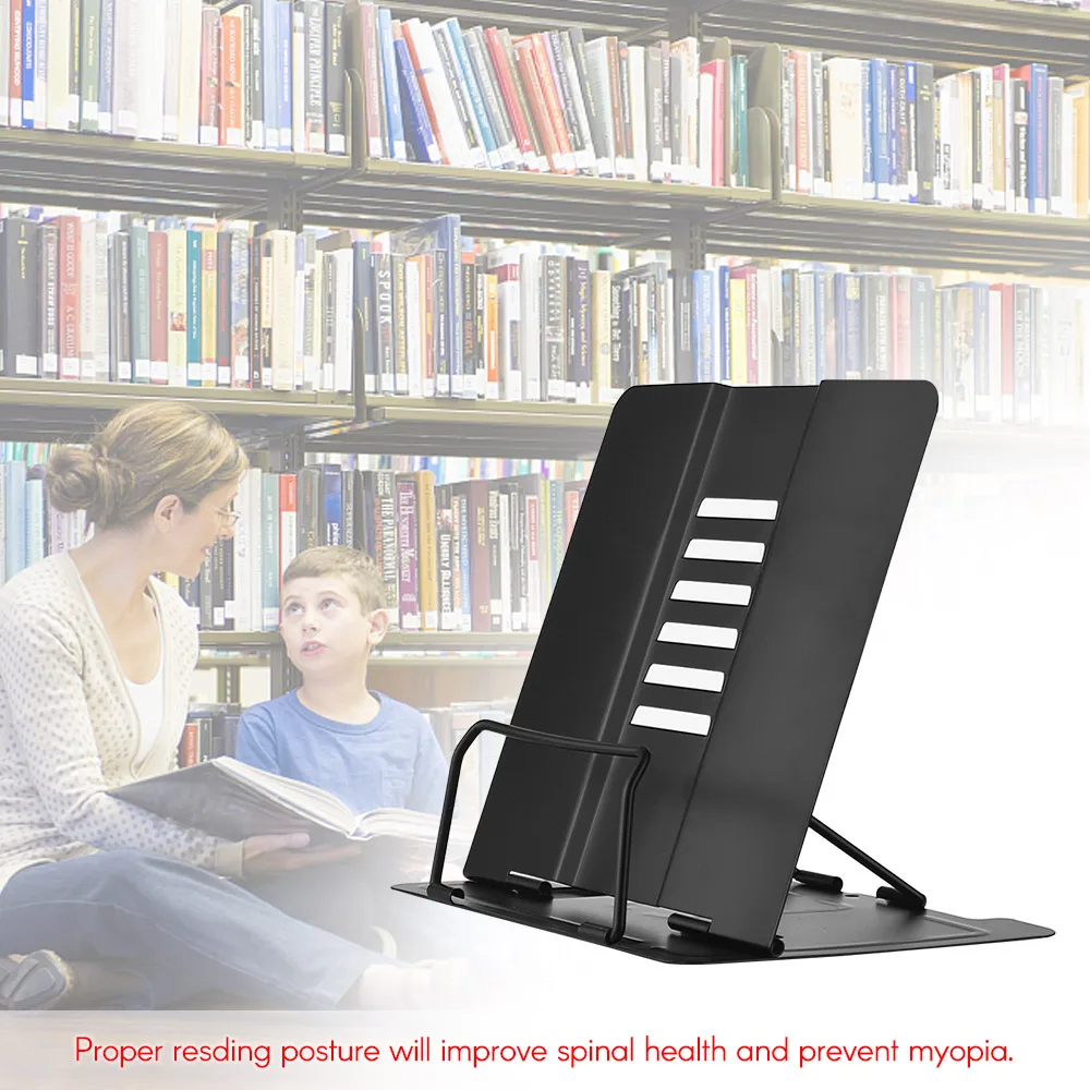 

Office/School Bookstand Bookshelf Document Holder Steel Book Holder Adjustable Six Angles Reading Tool for Magazine Document