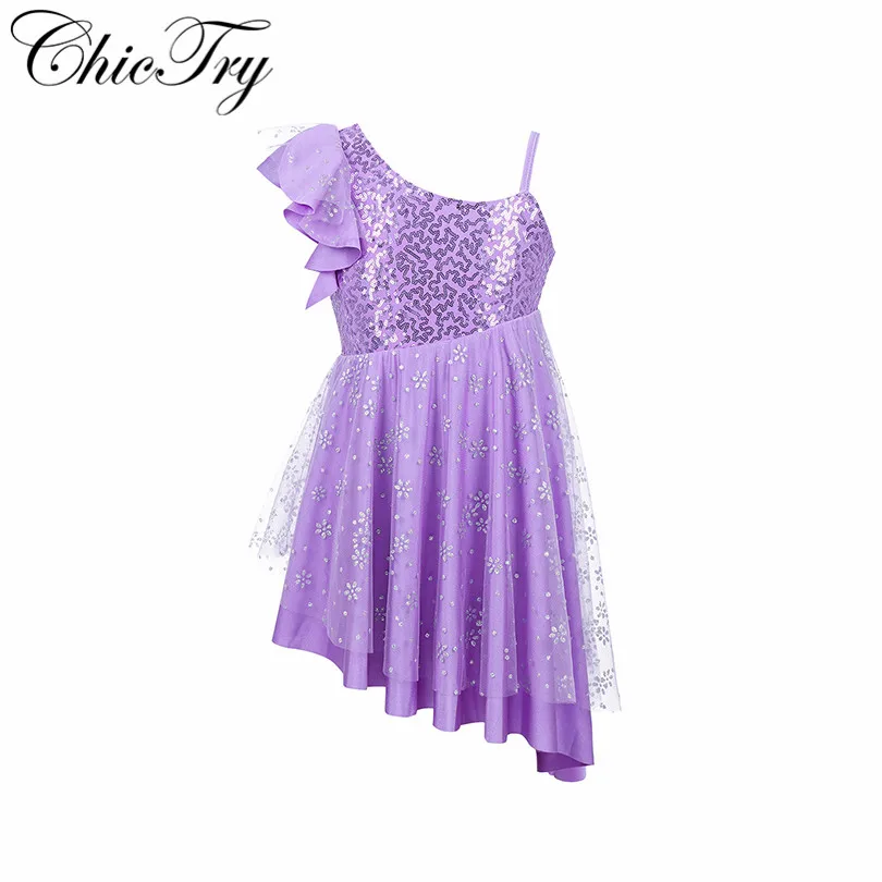 Sequins Children Kids Girls Ballet Lyrical Dance Costume One-Shoulder Design Glittery Sequins Irregular Hem Ballet Dance Dresses
Sequins Children Kids Girls Ballet Lyrical Dance Costume One-Shoulder Design Glittery Sequins Irregular Hem Ballet Dance Dresses