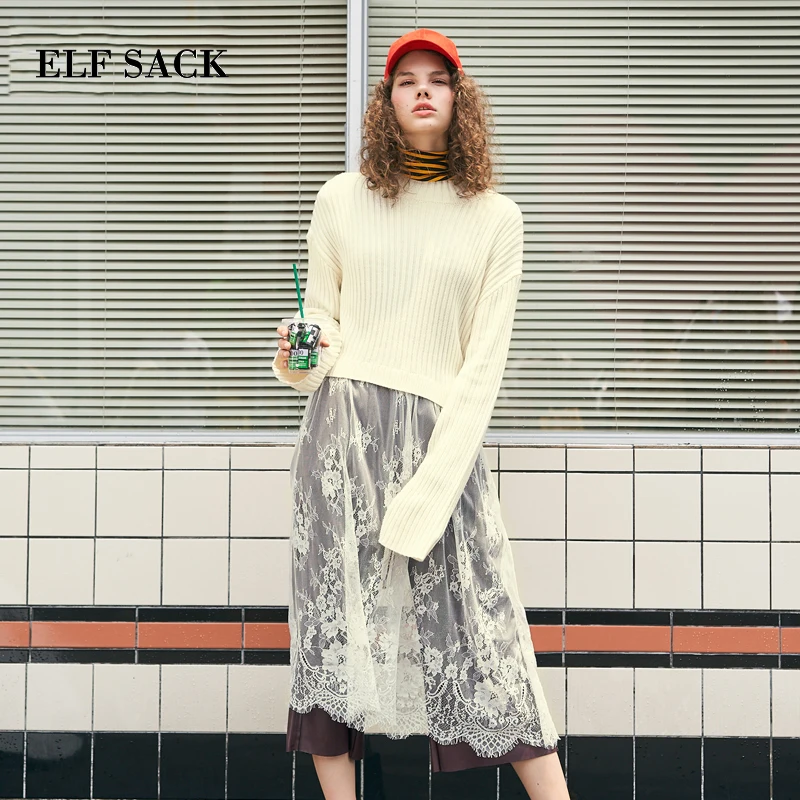 ELF SACK Women Lace Hem Long Sweater Autumn Striped Slim Womens OL Casual Top Female Sweaters O Neck Underwear Fashion Week
ELF SACK Women Lace Hem Long Sweater Autumn Striped Slim Womens OL Casual Top Female Sweaters O Neck Underwear Fashion Week