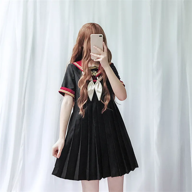 Janese Style Girls JK Dress Bowtie Sailor Vintage Dress Student Embroidery Lolita Dress Kawaii A Line Pleated Short Mini Dresses
Janese Style Girls JK Dress Bowtie Sailor Vintage Dress Student Embroidery Lolita Dress Kawaii A Line Pleated Short Mini Dresses