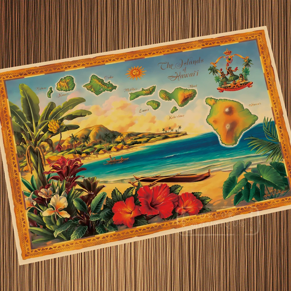 Vintage Hawaii Travel Tourism Hawaii Islands Map Retro Poster Canvas Painting DIY Wall Paper Posters Home Decor Gift
Vintage Hawaii Travel Tourism Hawaii Islands Map Retro Poster Canvas Painting DIY Wall Paper Posters Home Decor Gift