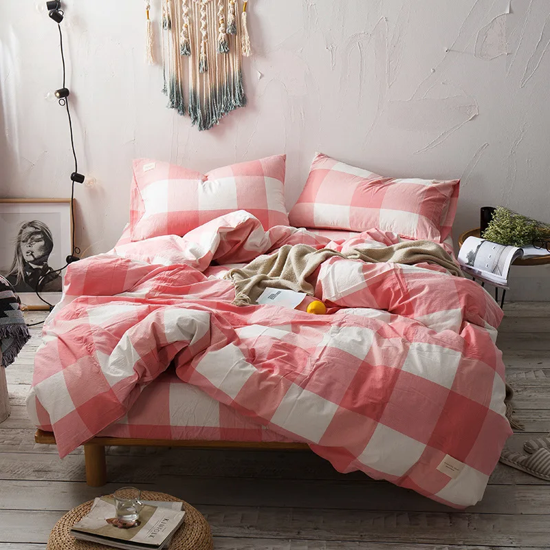 Bedclothes All Cotton Weaving Water Washing Cotton Pure Color Four-piece Japanese Style Wind XHS0119
Bedclothes All Cotton Weaving Water Washing Cotton Pure Color Four-piece Japanese Style Wind XHS0119