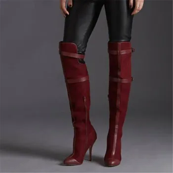 EMMAKING Fashion Woman Boots Autumn Solid Maroon High Stilettos Buckle Belted Knee-high Booties Women Botas Mujer
EMMAKING Fashion Woman Boots Autumn Solid Maroon High Stilettos Buckle Belted Knee-high Booties Women Botas Mujer
